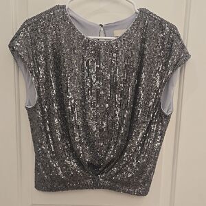 Loft Silver Sequin Women's Top, SIZE s, NWOT